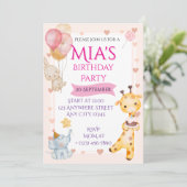 Invitation d'anniversaire pour bébé animaux à l'aq (Debout devant)