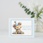 Invitation d'anniversaire pour bébé fille ours en (Debout devant)
