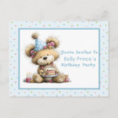 Invitation d'anniversaire pour bébé fille ours en (Devant)