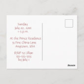 Invitation d'anniversaire pour bébé fille ours en (Dos)