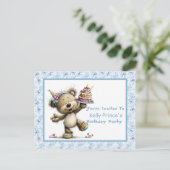 Invitation d'anniversaire pour bébé garçon Ourson (Debout devant)