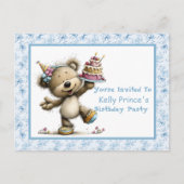 Invitation d'anniversaire pour bébé garçon Ourson (Devant)