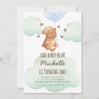Invitation d'anniversaire pour bébé ours Teddy Bea