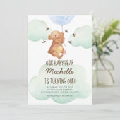 Invitation d'anniversaire pour bébé ours Teddy Bea (Debout devant)