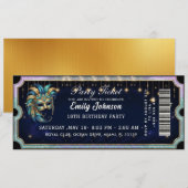 Invitation d'anniversaire pour billet de bal masqu (Devant / Derrière)