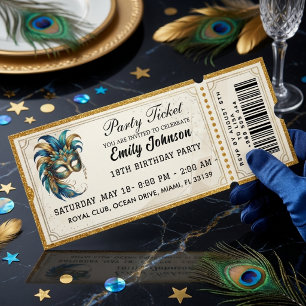 Invitation d'anniversaire pour billet de bal masqu