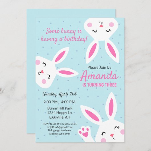 Invitation d'anniversaire pour célébration de Pâqu (Devant / Derrière)