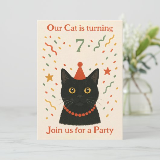 Invitation d'anniversaire pour chat (Debout devant)