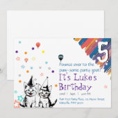 Invitation d'anniversaire pour chat fantaisiste (Devant / Derrière)