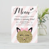 Invitation d'anniversaire pour chaton Miaou pour t (Debout devant)