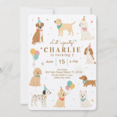 Invitation d'anniversaire pour chien chiot mignon (Devant)