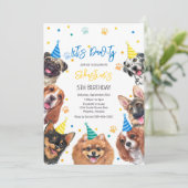 Invitation d'anniversaire pour chien Fête de chiot (Debout devant)