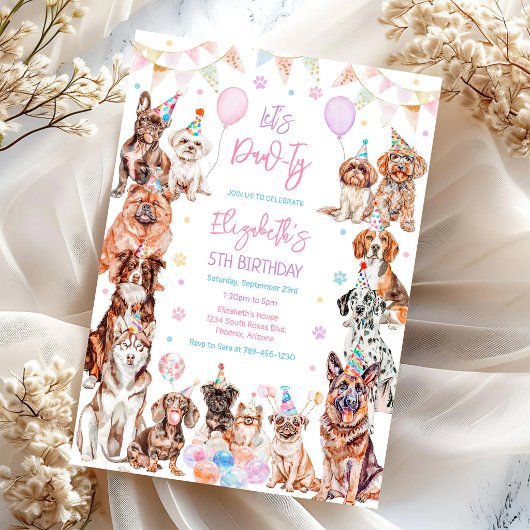 Invitation d'anniversaire pour chien Fête de chiot