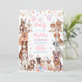 Invitation d'anniversaire pour chien Fête de chiot (Debout devant)