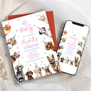 Invitation d'anniversaire pour chien Let's Pawty D