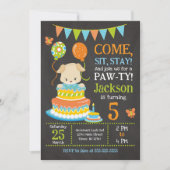 Invitation d'anniversaire pour chiot garçon Fête P (Devant)