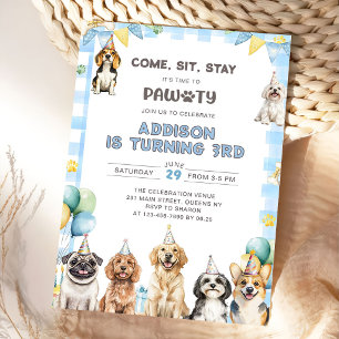 Invitation d'anniversaire pour chiots Animaux à la