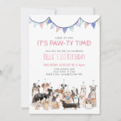 Invitation d'anniversaire pour chiots 'Pawty Time  (Devant)