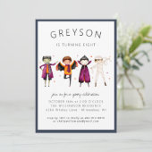 Invitation d'anniversaire pour costume d'Halloween (Debout devant)