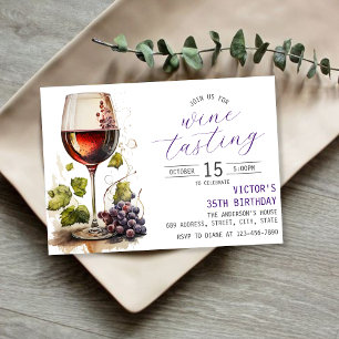 Invitation d'anniversaire pour dégustation de vin