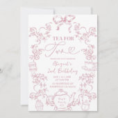 Invitation d'anniversaire pour deux ans pour le th (Devant)