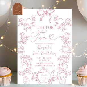 Invitation d'anniversaire pour deux ans pour le th