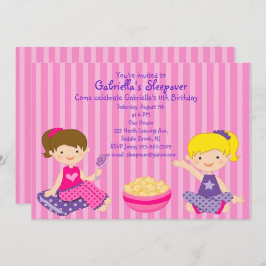 Invitation d'anniversaire pour deux filles (Devant / Derrière)