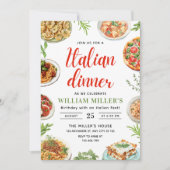 Invitation d'anniversaire pour dîner italien, pâte (Devant)