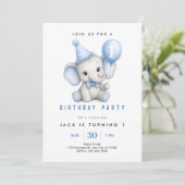 Invitation d'anniversaire pour éléphant bébé 1 an (Debout devant)