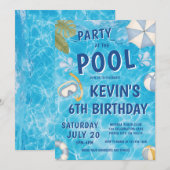 Invitation d'anniversaire pour enfant à la piscine (Devant / Derrière)