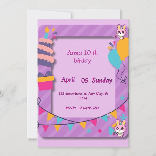 Invitation d'anniversaire pour enfants (Devant)