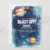 Invitation d'anniversaire pour enfants astronautes (Devant)