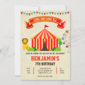 Invitation d'anniversaire pour enfants au cirque d (Devant)