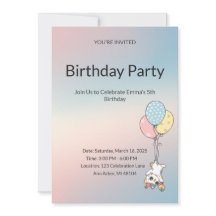 Invitation d'anniversaire pour enfants au pastel