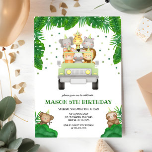 Invitation d'anniversaire pour enfants avec animau