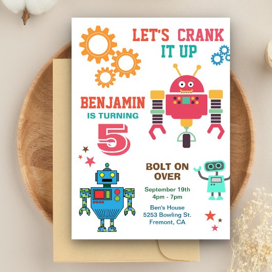 Invitation d'anniversaire pour enfants avec des ro