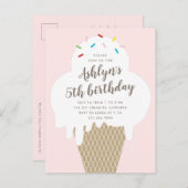 Invitation d'anniversaire pour enfants avec glace  (Devant / Derrière)