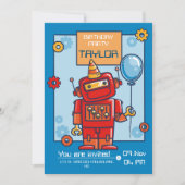 invitation d'anniversaire pour enfants avec robot (Devant)