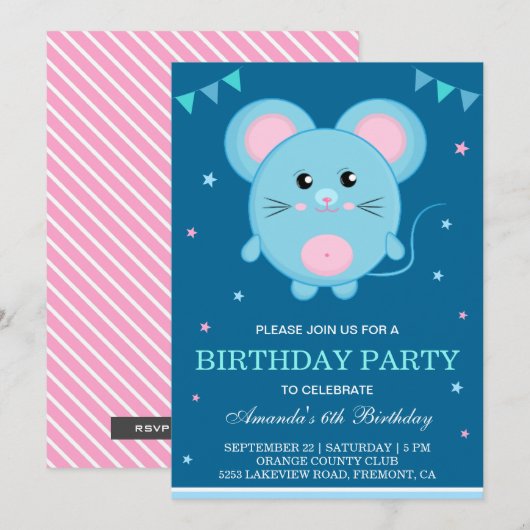 Invitation d'anniversaire pour enfants avec une So (Devant / Derrière)
