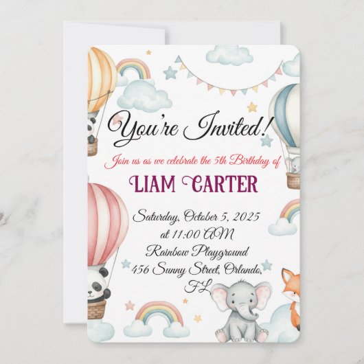 Invitation d'anniversaire pour enfants - Ballons à (Devant)