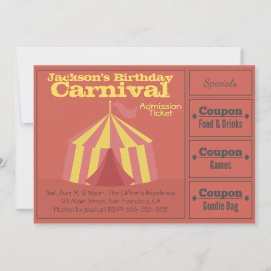 Invitation d'anniversaire pour enfants : Billet d' (Devant)
