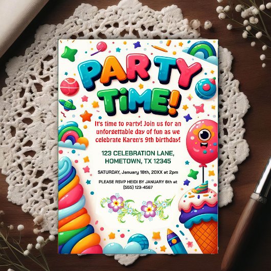 Invitation d'anniversaire pour enfants colorée