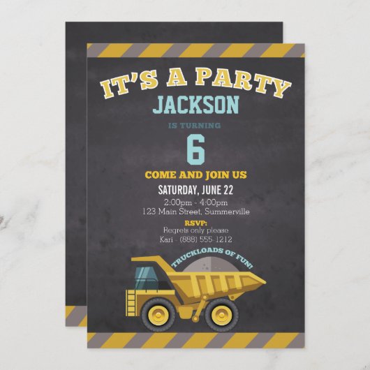 Invitation d'anniversaire pour enfants (constructi (Devant / Derrière)