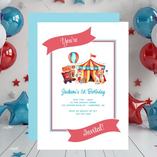 Invitation d'anniversaire pour enfants de cirque m