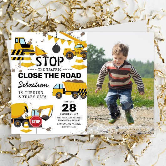 Invitation d'anniversaire pour enfants de construc