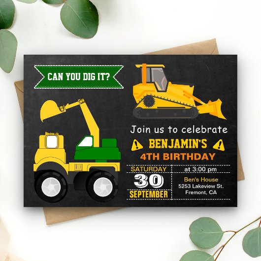 Invitation d'anniversaire pour enfants de construc