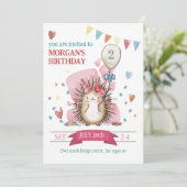 Invitation d'anniversaire pour enfants de Hérisson (Debout devant)