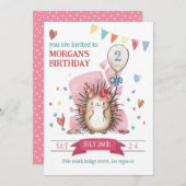 Invitation d'anniversaire pour enfants de Hérisson (Devant / Derrière)