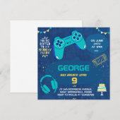 Invitation d'anniversaire pour enfants de jeu vidé (Devant / Derrière)