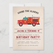 Invitation d'anniversaire pour enfants de pompier (Devant)